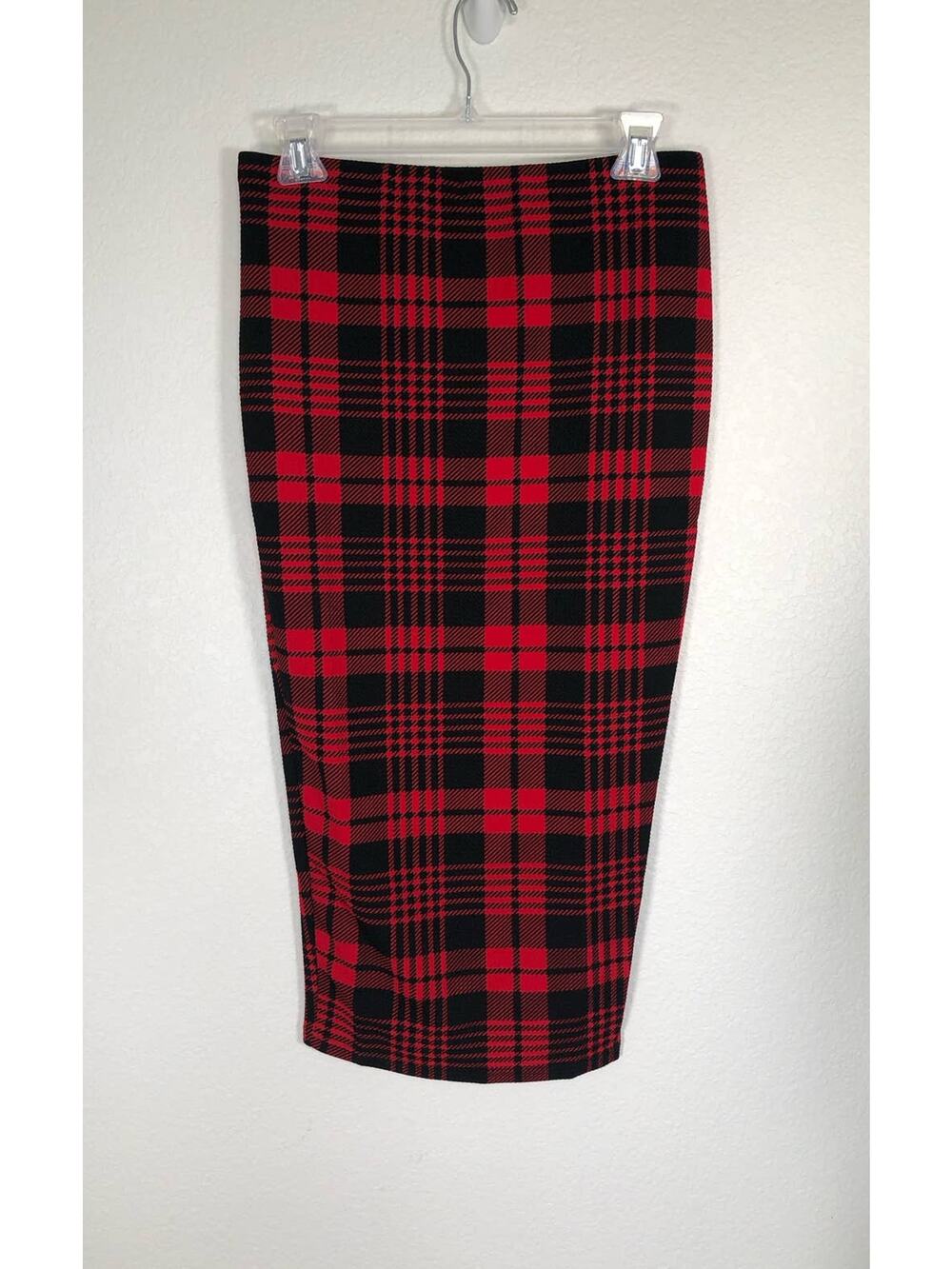 Shein Plaid Red and Black Maternity Pencil Skirt - XS